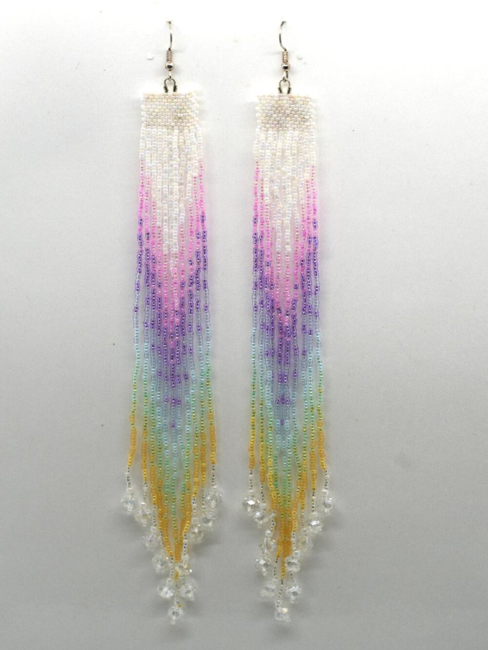 White Rainbow Waterfall Earrings